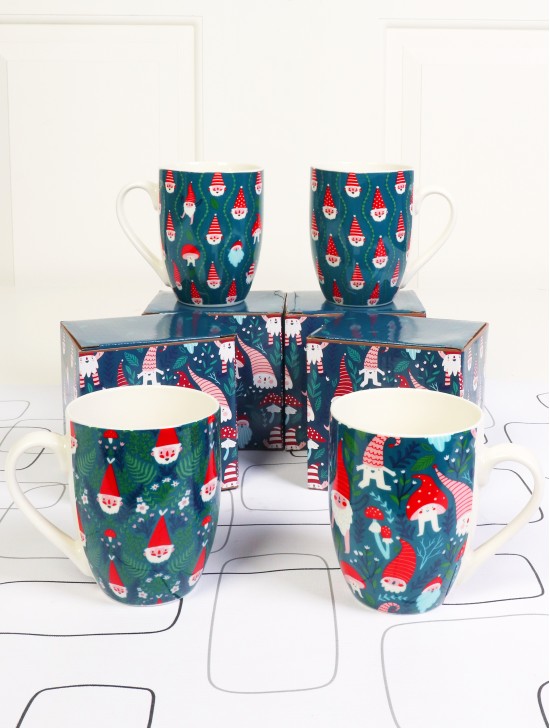 Holiday Print Mug Set (4pcs)